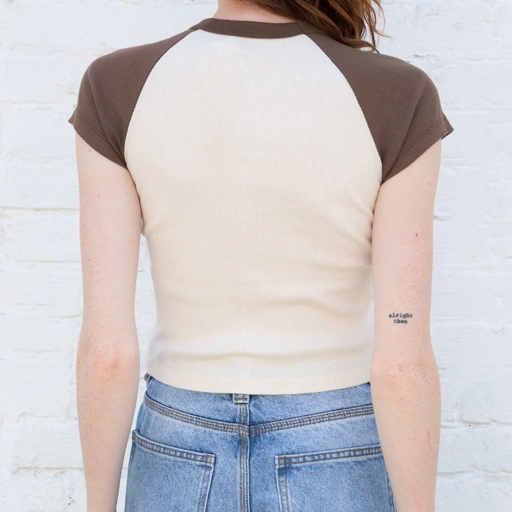 Brandy Melville Brown and Cream Bella Tee